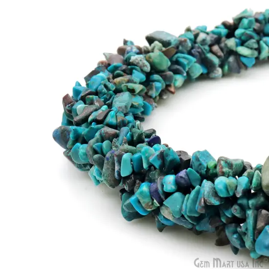 Chrysocolla Chip Beads, 34 Inch, Natural Chip Strands, Drilled Strung Nugget Beads, 3-7mm, Polished, GemMartUSA (CHCH-70001) {2}