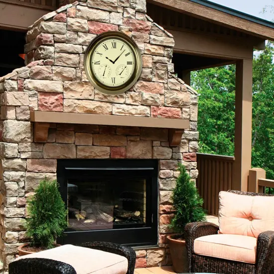 Swim Central 18" White and Bronze Battery Operated Roman Outdoor Clock {3}