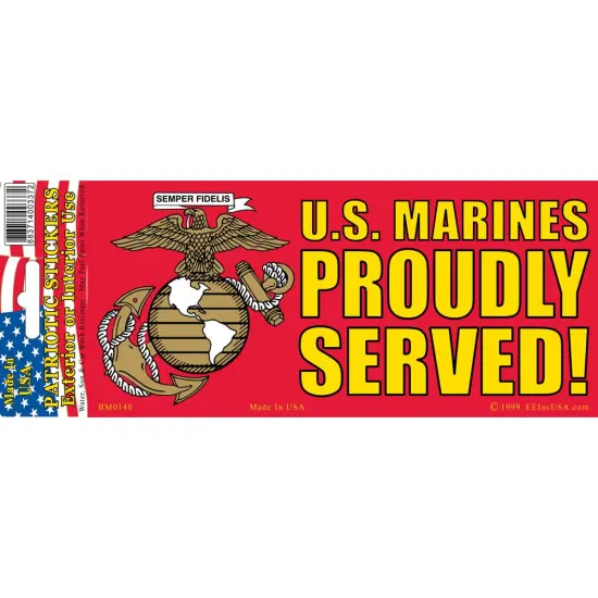 U.S. Marines Proudly Served Bumper Sticker 3"X6-1/2" {1}