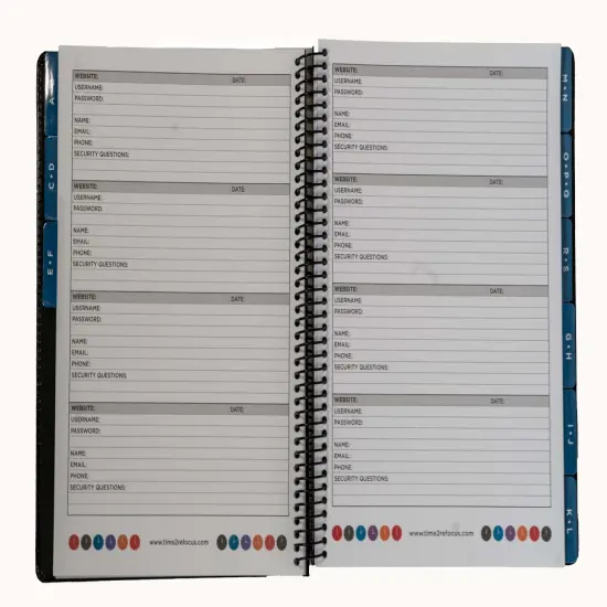 RE-FOCUS THE CREATIVE OFFICE, Executive Black Password Keeper Book, Flexible Faux-Leather Cover {4}