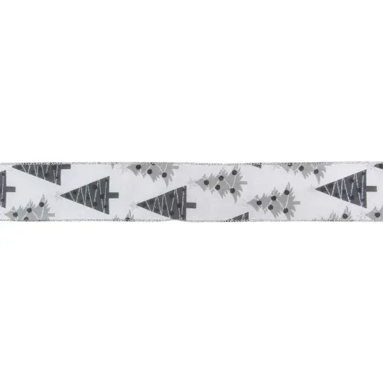 Northlight Shimmering Silver and Black Trees Christmas Wired Craft Ribbon 2.5" x 16 Yards {1}
