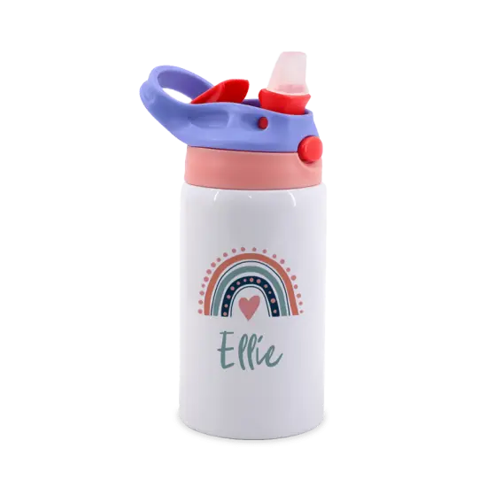 12oz Straight Stainless Steel Kids Water Bottle with Straw {3}