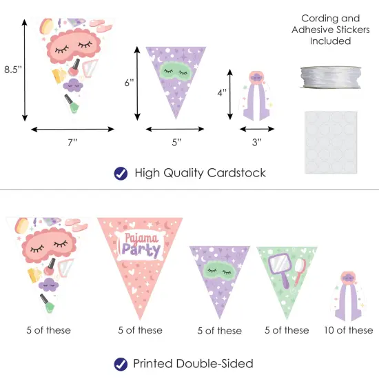 Big Dot of Happiness Pajama Slumber Party - DIY Girls Sleepover Birthday Party Pennant Garland Decoration - Triangle Banner - 30 Pieces {4}