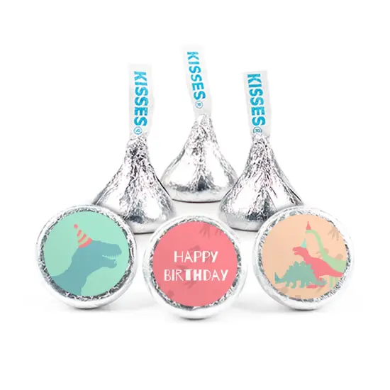85 Pcs Girl Dinosaur Kid's Birthday Candy Party Favors Hershey's Kisses Milk Chocolate (13.6oz, Approx. 85 Pcs) - No Assembly Required - By Just Candy {1}