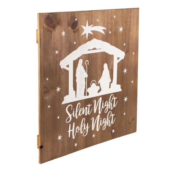 Northlight 16" Square Nativity Scene Wooden Christmas Plaque Brown {3}