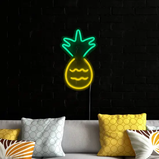 Northlight LED Pineapple Neon Lighted Wall Art - 16" - Yellow and Green {4}