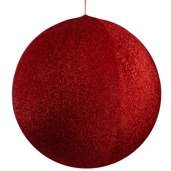 Northlight Inflatable Tinsel Commercial Christmas Ball Ornament Outdoor Decoration - 27.5" - Red {1}