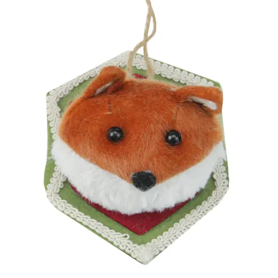 Northlight 4.75" Brown and Cream Stuffed Fox Head Plaque Christmas Ornament {1}