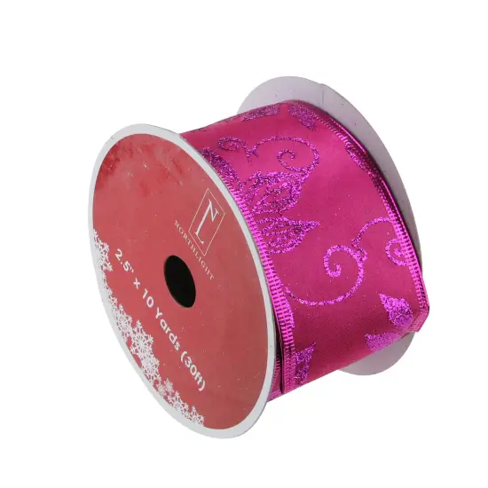Northlight Club Pack of 12 Shimmering Pink and Purple Wired Christmas Craft Ribbons 2.5" x 120 Yards {1}