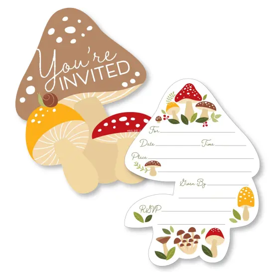 Big Dot of Happiness Wild Mushrooms - Shaped Fill-In Invitations - Red Toadstool Party Invitation Cards with Envelopes - Set of 12 {1}
