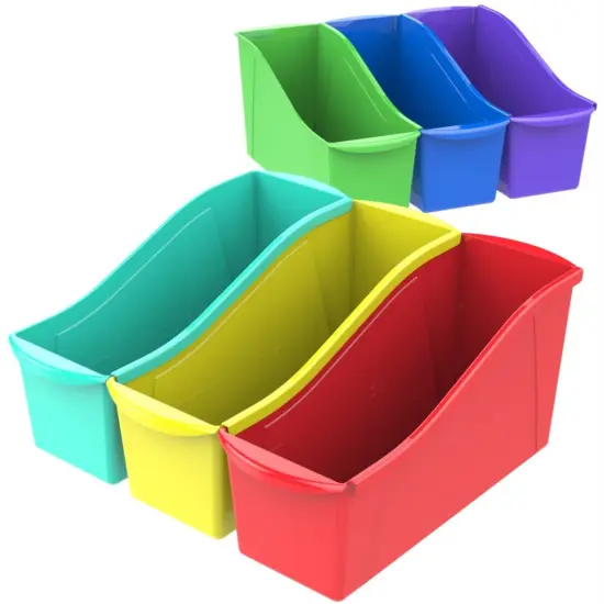 Large Book bin with front pockets, Assorted, case of 6 {1}