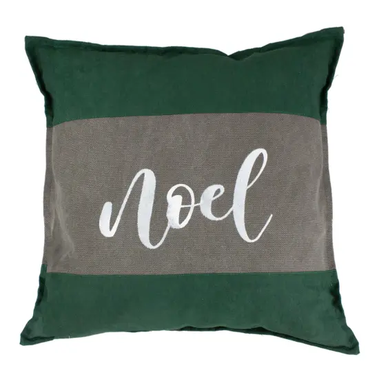 Northlight 18" Green and Brown Suede "Noel" Christmas Square Throw Pillow {1}