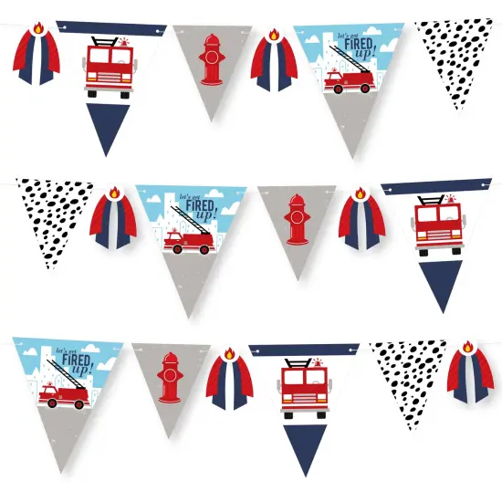 Big Dot of Happiness Fired Up Fire Truck DIY Firefighter Firetruck Baby Shower or Birthday Party Pennant Garland Decoration Triangle Banner 30 Pc {1}