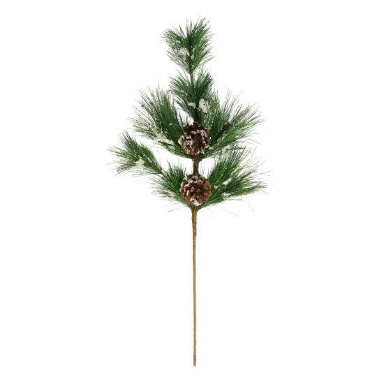 Northlight 24" Frosted Long Pine Needle and Pine Cone Artificial Christmas Spray Green {1}
