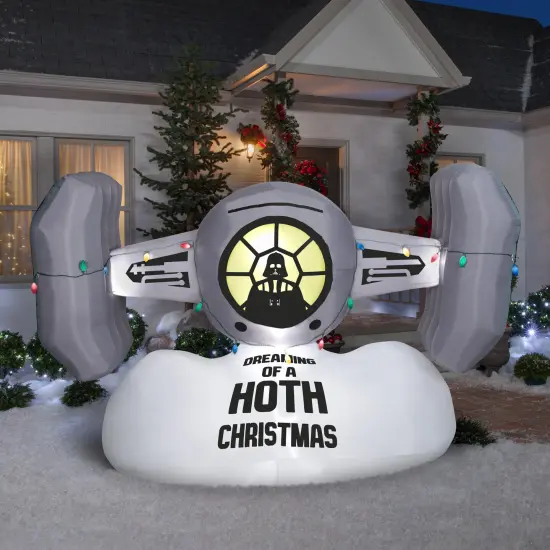 8' Gemmy Airblown Inflatable Stars Wars Christmas TIE Fighter w/ Sign Yard Decoration 883121 {2}