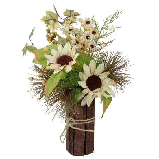 Northlight 16" Sunflowers and Berries Artificial Fall Harvest Floral Decoration White {1}