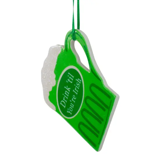 Kurt Adler 4" Luck of the Irish "Drink 'Til You're Irish" Beer Mug Christmas Ornament Green {3}