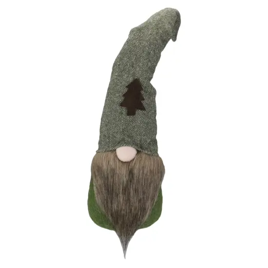 Northlight Forest Tree Chevron Hat Gnome Head Christmas Decoration - 21" - Green and Brown {1}