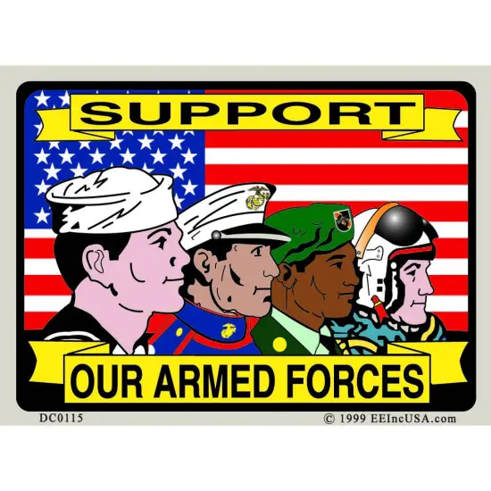 Support Our Armed Forces American Flag Sticker 2-3/4"X4" {1}