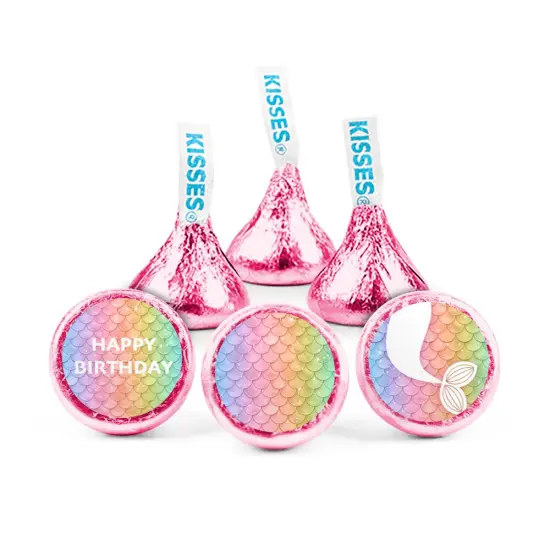 85ct Mermaid Birthday Candy Party Favors Hershey's Kisses Milk Chocolate (85 Candies + 1 Sheet Stickers)- Assembly Required - by Just Candy {1}