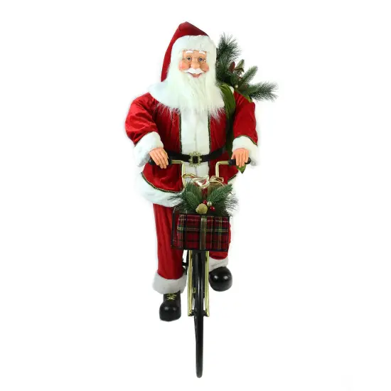 Northlight 42" Traditional Santa Claus Riding a Bicycle Commercial Christmas Decoration Red {3}