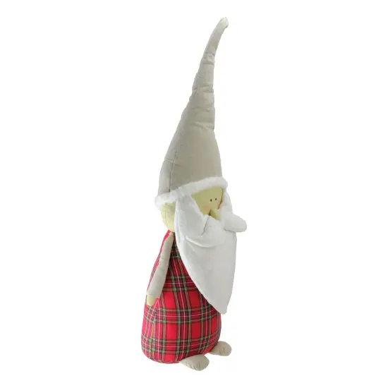 Northlight Plaid Blushing Santa Gnome Figure - 19" - Red and White {3}