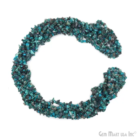 Chrysocolla Chip Beads, 34 Inch, Natural Chip Strands, Drilled Strung Nugget Beads, 3-7mm, Polished, GemMartUSA (CHCH-70001) {6}