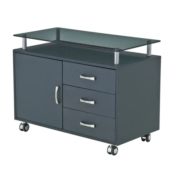 Techni Office Solutions 31.5" Graphite Black Durable Rectangular Rolling File Cabinet {1}