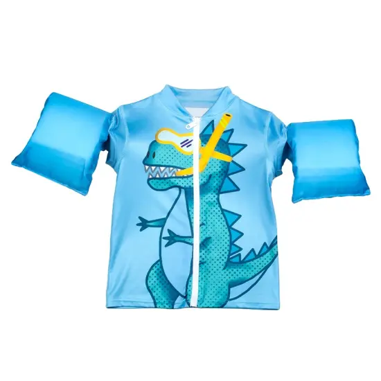 Swim Central 18-Inch Light Blue Boys Swim Shirt "Rawr" Floaties With a Dinosaur {1}