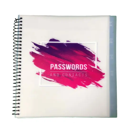 RE-FOCUS THE CREATIVE OFFICE, Large Password Keeper Book, Spiral Bound with Alphabetical Tabs Pink {1}