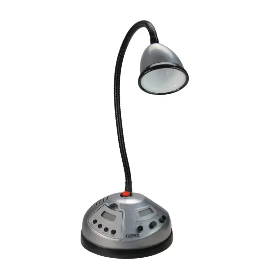 Pool Central 7.25" Black and Silver Battery Operated Adjustable Grill Light With Timer and Radio {1}