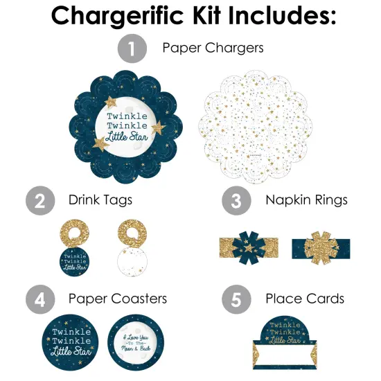 Big Dot of Happiness Twinkle Twinkle Little Star - Baby Shower or Birthday Party Paper Charger & Table Decorations Chargerific Kit for 8 {4}