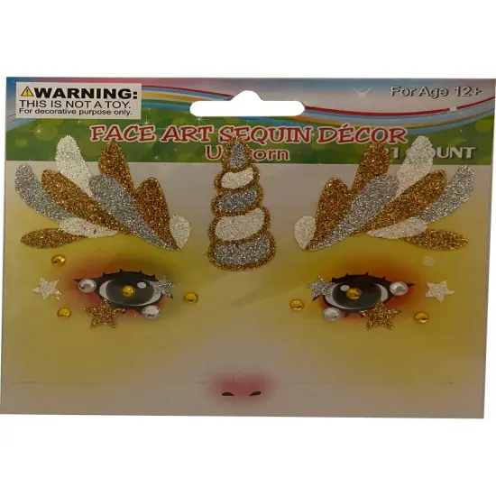 Face Art Gold Unicorn Gems And Face Stickers Costume Accessory {1}