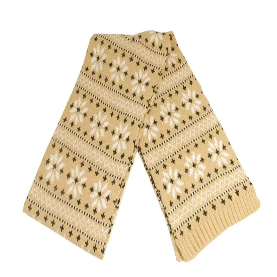 Christmas Central 60" Unisex Light Khaki Jacquard Knit Winter Scarf Brown {1}