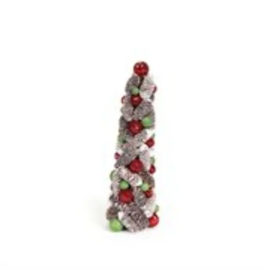 Melrose 1.5' Red and White Pine Cone Topiary Christmas Tree - Unlit {3}