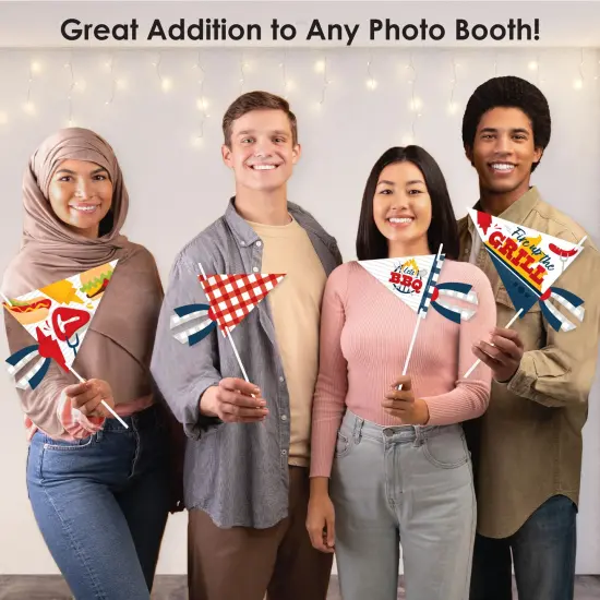 Big Dot of Happiness Fire Up the Grill - Triangle Summer BBQ Picnic Party Photo Props - Pennant Flag Centerpieces - Set of 20 {6}