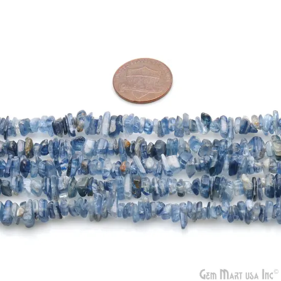 Kyanite Chip Beads, 34 Inch, Natural Chip Strands, Drilled Strung Nugget Beads, 3-7mm, Polished, GemMartUSA (CHKY-70001) {3}