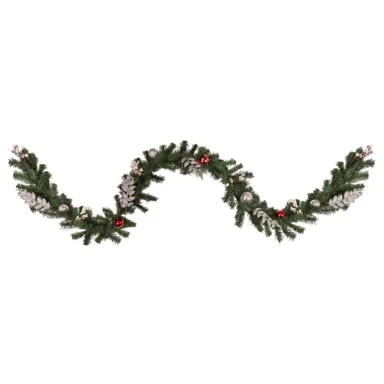 Northlight Pre-Lit LED Battery Operated Pre-Decorated Pine Christmas Garland - 9' x 12" - Warm White Lights Green {1}