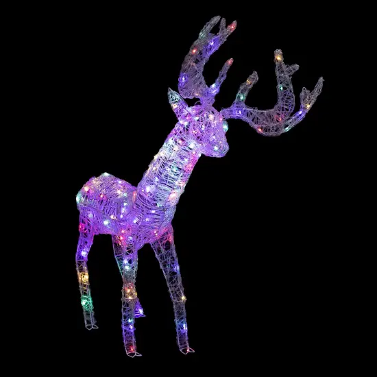 Northlight LED Color Changing Commercial Grade Acrylic Reindeer Outdoor Christmas Decoration - 46.5" Clear {1}