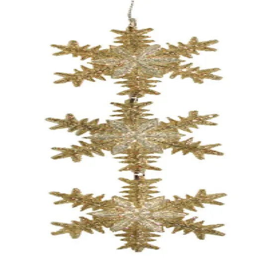 Kurt Adler 6.75" Gold and Silver Glittered Snowflake Trio Christmas Ornament {3}
