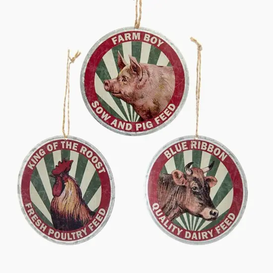 Kurt Adler Farm Animal "Feed" Christmas Pendant Ornament Set- 3.75" - Set of 36 Red {1}