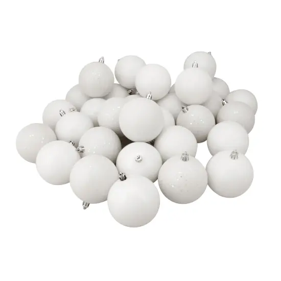 Northlight 4-Finish Shatterproof Christmas Ball Ornaments 3.25" (80mm) - Winter White - 32ct {1}