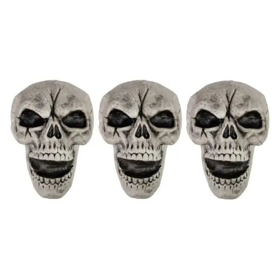 Northlight Set of 3 Skull Stakes Outdoor Yard Halloween Decorations Gray {7}