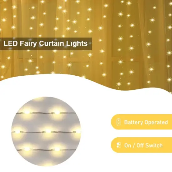 Perfect Holiday 96 LED Fairy Curtain Light Battery Operated - Warm White {2}