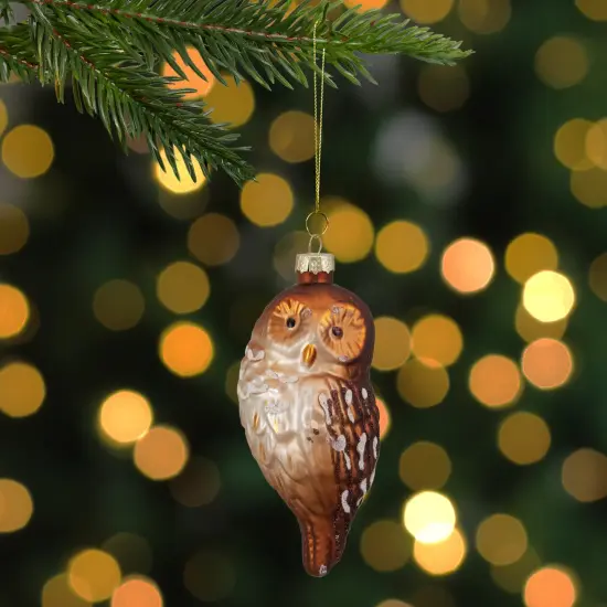 Northlight 4.5" Brown and White Glass Owl Christmas Ornament {3}