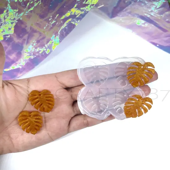 Monstera 1in. Mid Size Dangle Earring Silicone Mold (C9) {1}