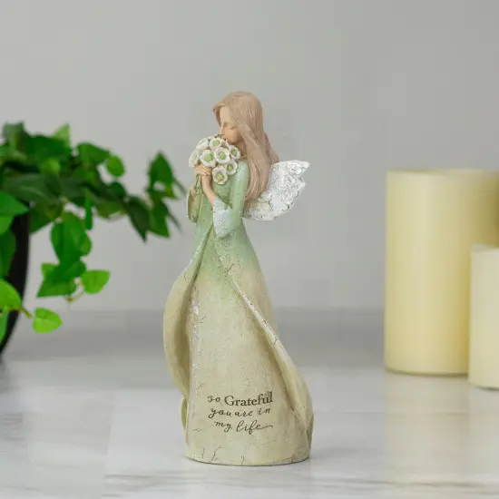 Roman Heavenly Blessings Collection "So Grateful" Angel Figurine - 8.5" Green {3}