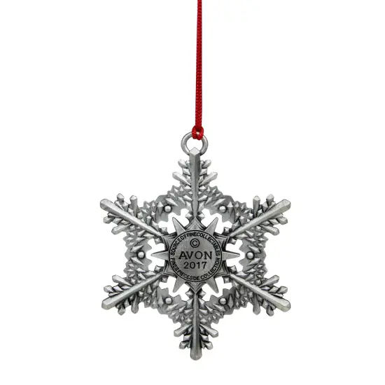Avon 3" Silver and Red Snowflake with Gems '2017' Christmas Ornament {3}