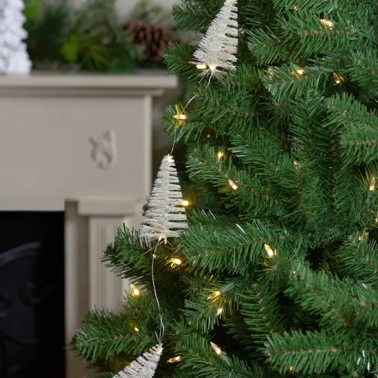 Northlight LED Lighted Battery Operated Mini Sisal Tree Christmas Garland - 6.5' - Warm White Ivory {3}