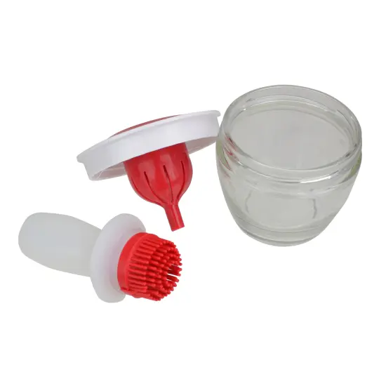 Avon 6" Red and White Silicone Basting Brush and Bowl Set {3}